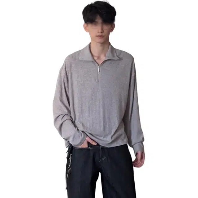 单爵 半拉链上衣男款高级感翻领美式潮牌针织衫 男女同款