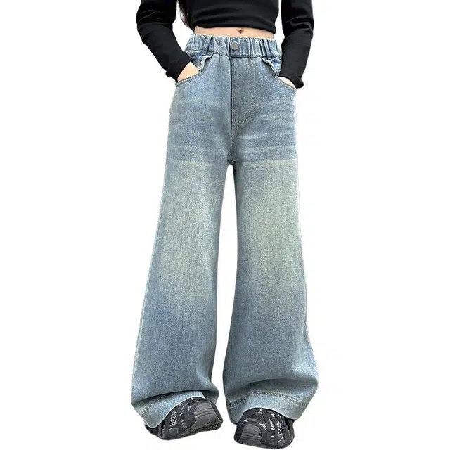 黑恐龙牛仔裤 女孩潮范流行 儿童款