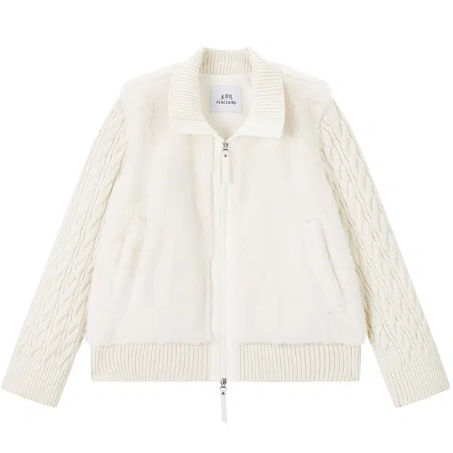 太平鸟 温暖柔软短款直筒立领仿裘皮外套 女款