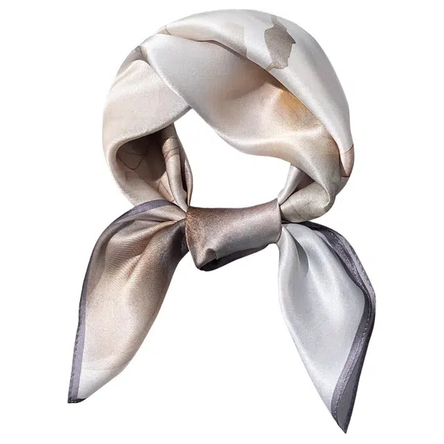 一米画纱 古典花卉雅韵国风真丝方巾旅游装饰素绸缎领巾搭配西装时尚出游 桑蚕丝 丝巾 女款