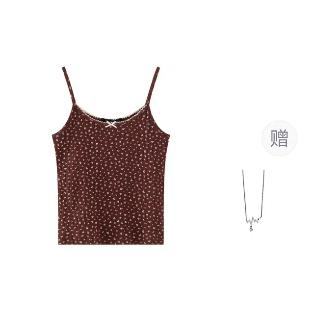 识恩 显瘦纯欲百搭碎花蝴蝶结吊带 女款