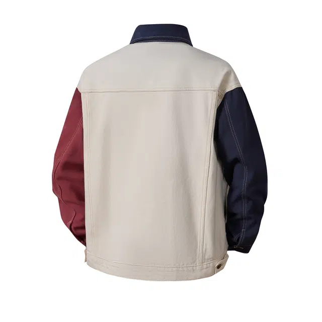 希越 秋季复古拼接撞色贴标设计工装宽松大码休闲衬衫夹克 男款