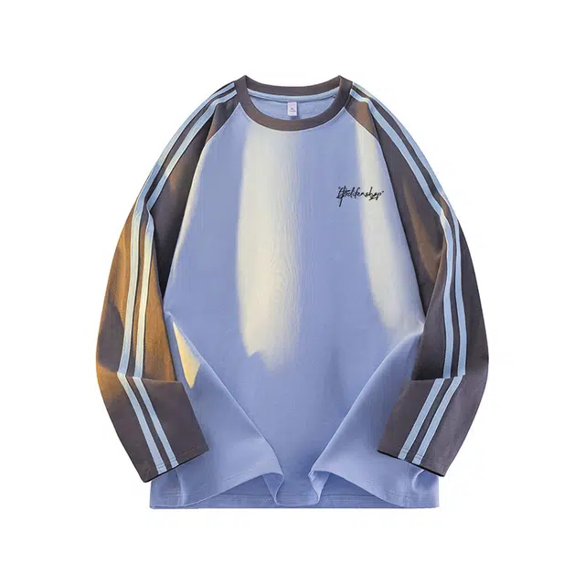 欧迪芬 美式高街 百搭宽松休闲长袖拼色侧边条杠复古学院字母印花潮流运动时尚情侣款户外高级感基础款上衣服通勤无性别卫衣 男女同款