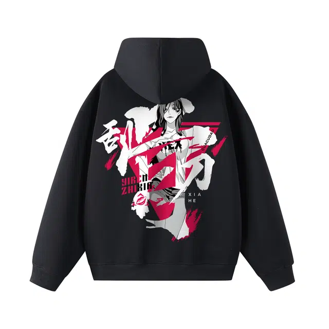 一人之下 “重磅华棉”美式高街复古刮骨刀夏禾个性图案字母印花情侣套头高级感日常通勤百搭潮流舒适柔软长袖连帽卫衣 男女同款