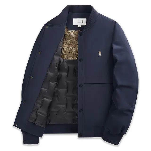 与狼共舞 石墨烯内胆蓄热时尚棒球领简约字母刺绣舒暖百搭夹克外套 男款