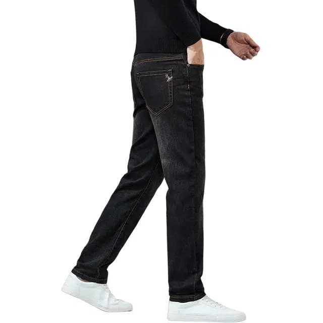 潮人榜 美式秋冬季高端潮牌百搭日常通勤直筒厚款弹力修身柔软舒适牛仔裤 男女同款