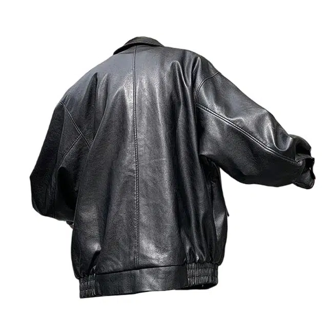 木林森 美式高街复古美拉德夹克机车潮牌结构设计款时尚百搭潮流宽松休闲皮衣 男女同款