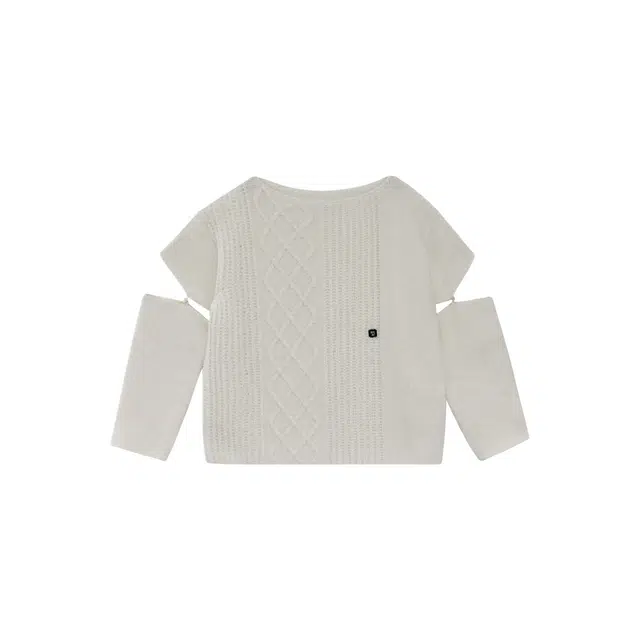 TREEMINGBIRD Sleeve Slit Boat Neck Knit