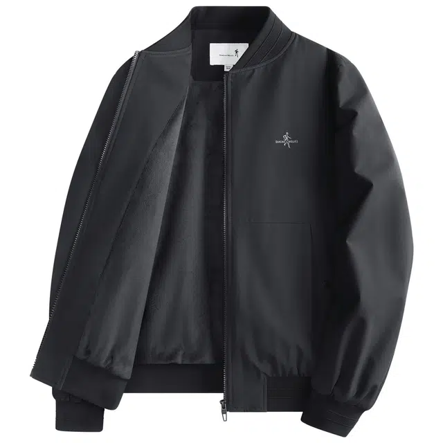 与狼共舞 轻商务行政通勤厅局风纯色简约抗皱易打理保暖加绒日常休闲防风棒球领夹克外套 男款