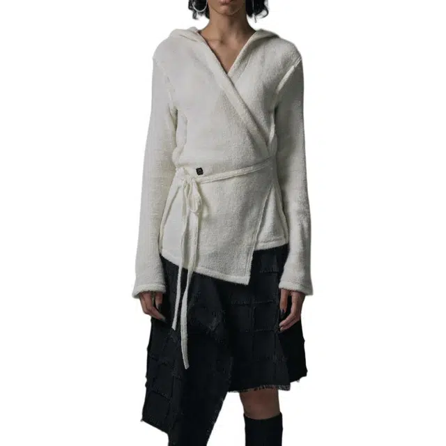 TREEMINGBIRD Terry Boucle Hoodie Wrap Cardigan