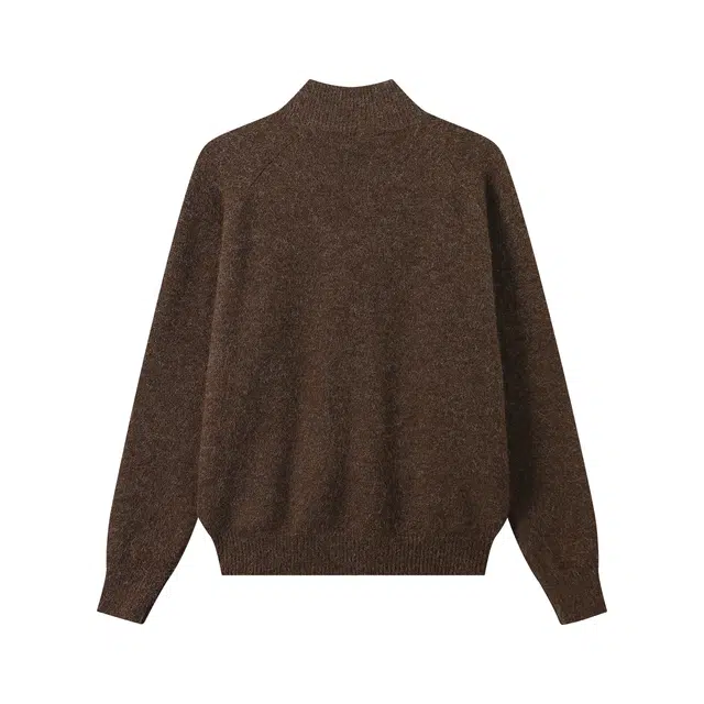 江南先生 纯色保暖锁温素色刺绣开衫外套宽松休闲百搭舒适柔软针织衫毛衣 男女同款