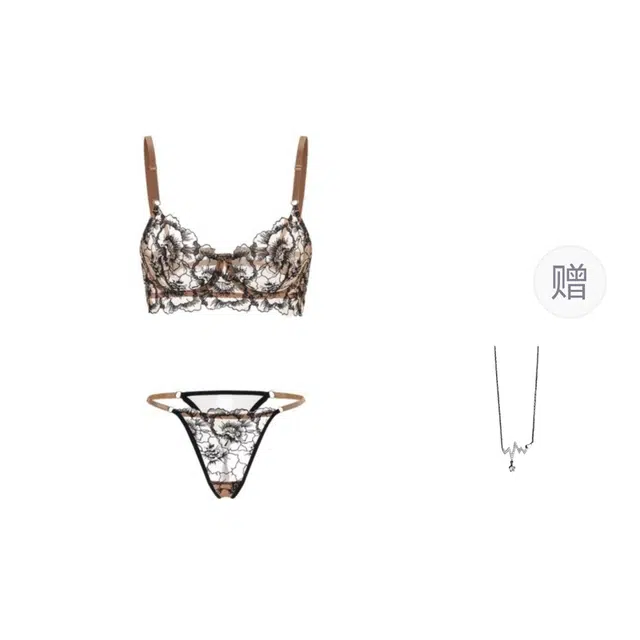 识恩 纯欲性感女小胸聚拢文胸花卉刺绣蕾丝内衣裤套装 女款