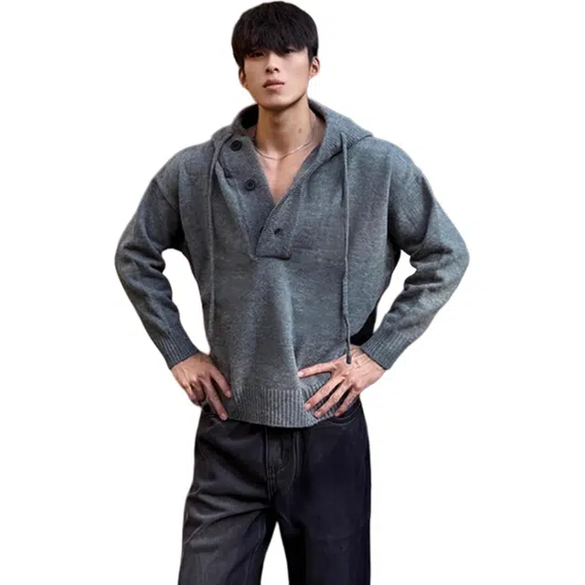 拓菲 美式复古连帽男款秋季高级感慵懒风潮牌情侣外套针织衫 男女同款