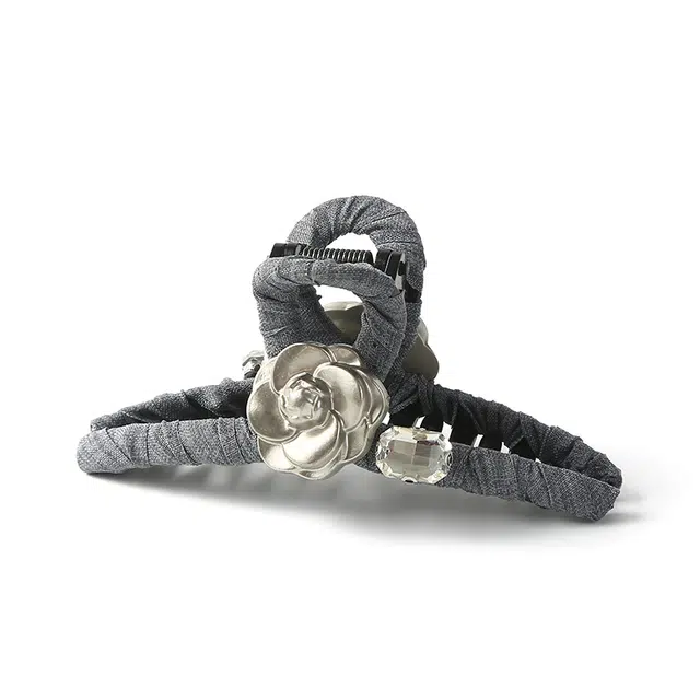 如花梦 法式气质灰色大蝴蝶结可爱兔子花朵#好运 布艺 发夹 女款