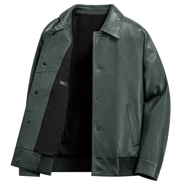 太子龍 爸爸装翻领商务舒适皮衣 男款