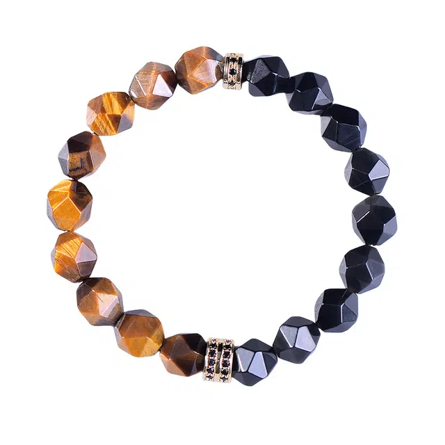 子婳 诸事顺利平安顺逐时来运转复古国潮设计星光闪耀个性黑曜石切面时尚轻奢小众百搭手饰#好运 虎眼石 手串 男女同款情侣款