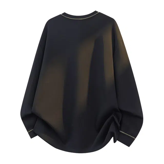 左岸 青少年港风时尚潮牌设计感涂鸦撞色长袖圆领上衣休闲宽松百搭帅气穿搭舒适慵懒风春秋卫衣 男款