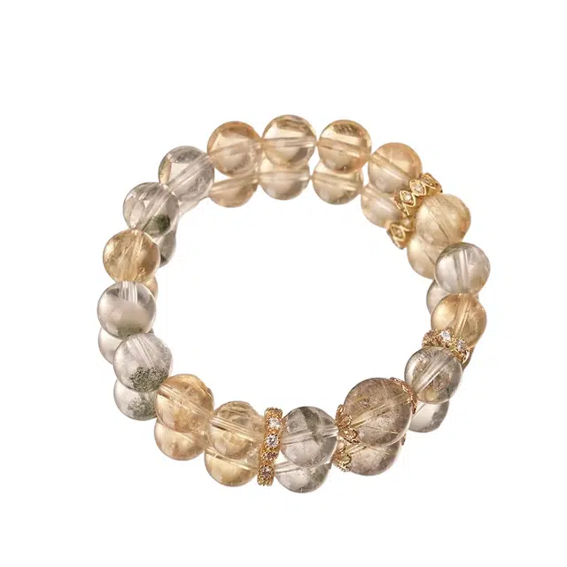 仙园韵 新中式国潮招财小霸王吸金日进斗金时来运转如意纳福金发晶招财#好运 黄水晶 手串 男女同款情侣款