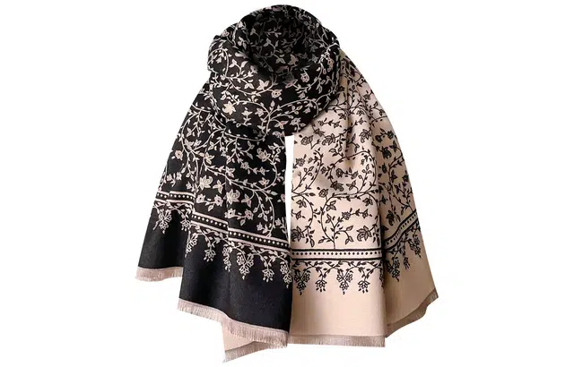 优幽兰 韩版轻奢高级感长款双面外搭两用披肩秋冬季加厚保暖百搭时尚设计感小碎花围脖保暖潮 仿羊绒 绒线围巾 女款