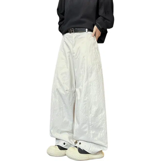 左岸 美式高街潮流百搭纯色宽松直筒长裤柔软舒适轻便透气阔腿裤春秋季休闲裤 男款