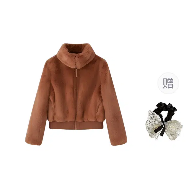 涂诗菲 韩版复古时尚慵懒风小众高级感宽松百搭显瘦潮流温柔气质绒感外套 女款