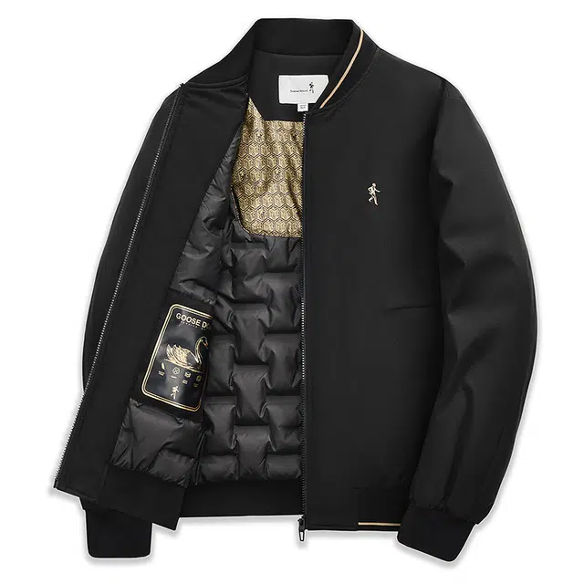 与狼共舞 石墨烯高充鹅绒蓄热锁温轻暖舒适时尚经典百搭棒球领夹克外套 男款