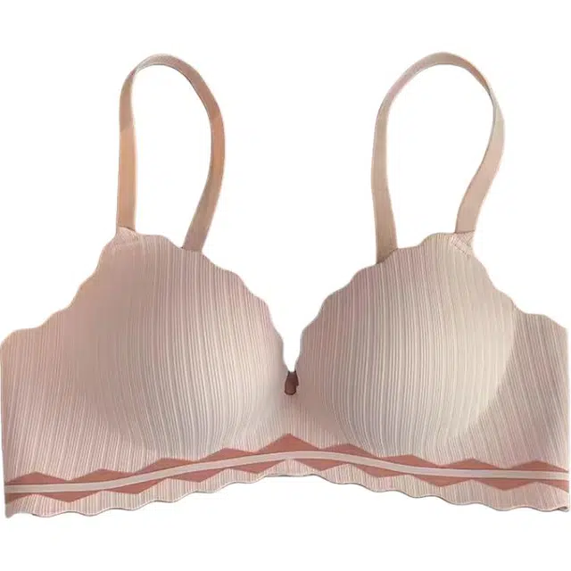 皇室品轩 无痕一片式内衣女厚款薄款少女小胸聚拢显大无钢圈收副乳防下垂文文胸 女款