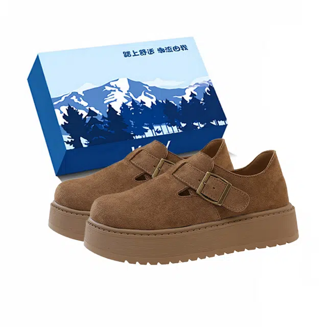 小鹿米利 厚底软底秋季一脚蹬懒人鞋增高小众百搭乐福单鞋勃肯鞋 女