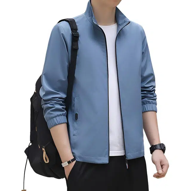 左岸 美式高街设计立领男士百搭纯色外套休闲上衣简约时尚宽松舒适学院风户外港风潮牌夹克 男款