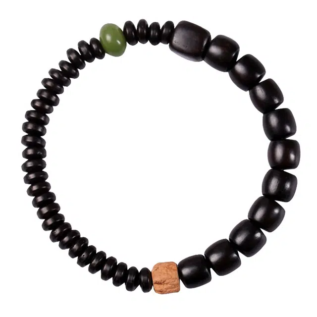 琛宬 【平安纳福】招财纳福时来运转文玩盘玩转运佛珠新中式复古时尚民族风一帆风顺诸事顺利潮#好运 黑檀 木作手串 男女同款情侣款