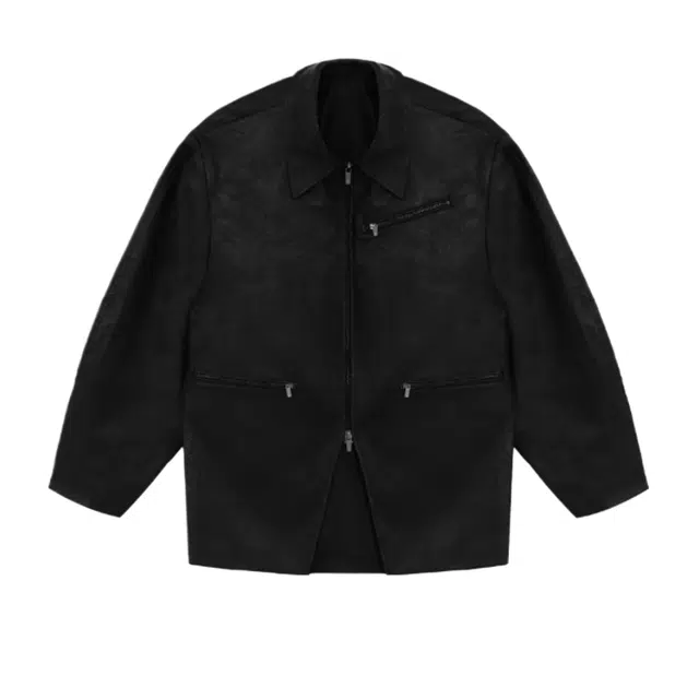 TREEMINGBIRD Leather Set-up Jacket Oblique Zipper