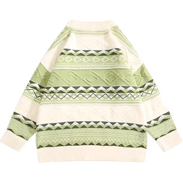 极限涡轮 美式复古高级痞帅潮流条纹拼接设计感小众无性别主义穿搭亲肤柔软舒适时尚个性宽松休闲百搭印花慵懒风上衣针织衫 男女同款