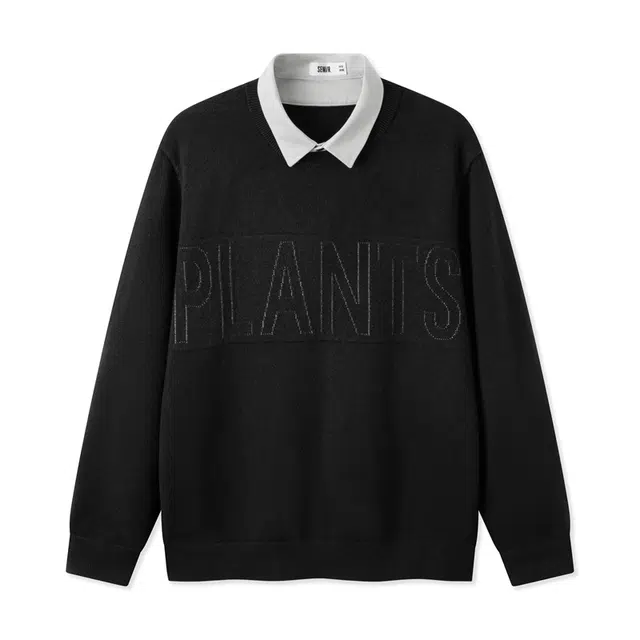 森马 假两件时尚字母纯色提花翻领休闲针织衫 男