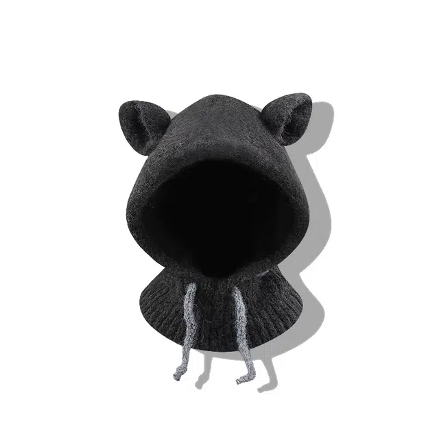 【冬日必备~可爱耳朵】 攸委 巴拉克拉法帽护耳帽子围脖一体女秋冬季保暖加厚防寒针织毛线帽 羊毛混纺 时尚百搭斗篷帽 男女同款情侣款