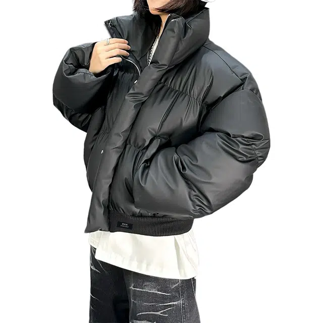 徐百货 美式复古短款廓形面包服设计感潮牌痞帅外套宽松舒适潮流百搭棉服 男女同款