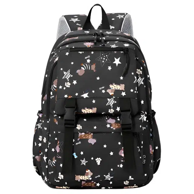 捷朗仕 爱卡通狗狗印花书包多功能大容量初高中大学生上课通勤背包 斜纹布 双肩包 常规 女款 多色