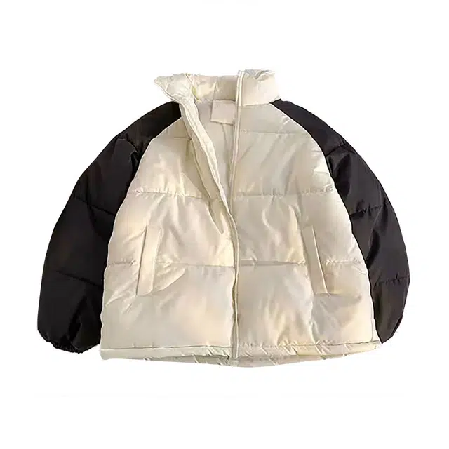 敲模女孩 甜酷风复古撞色设计感面包小众棉袄外套棉服 女款