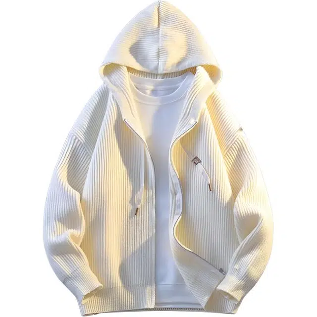 极限涡轮 美式复古高街小众痞帅潮流高级感开衫外套连帽无性别主义穿搭亲肤柔软舒适时尚个性宽松休闲百搭设计感开襟慵懒风针织衫 男女同款