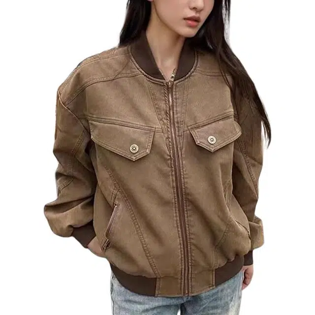 拓菲 美式短款工装外套男春秋款高街情侣水洗做旧哈灵顿夹克 男女同款