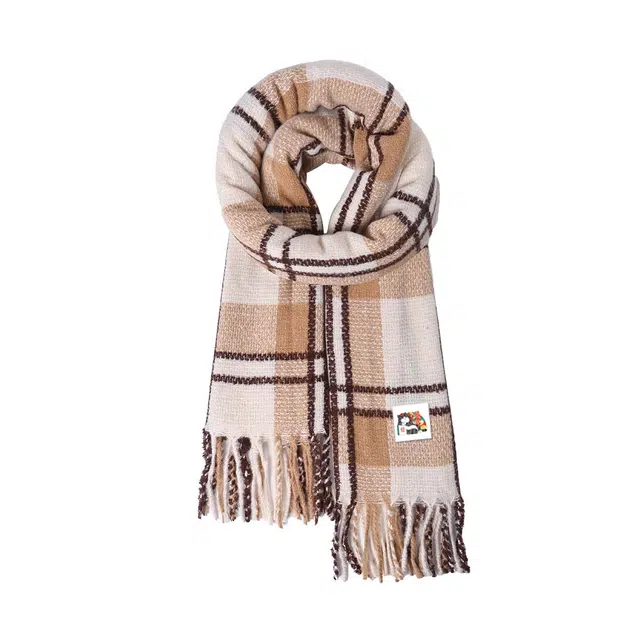 吾皇猫 经典英伦风格子围脖秋冬季高级感保暖复古韩式百搭披肩 心动礼盒装 聚酯纤维 绒线围巾 男女同款情侣款