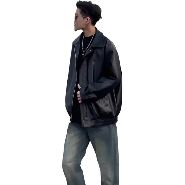 单爵 痞帅皮衣外套男潮高级感春秋季机车服美式复古棒夹克 男女同款