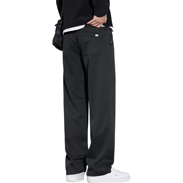 协协乐 高街风轻商务小西裤纯色秋冬季莱赛尔面料美式潮牌宽松直筒垂坠感青少年百搭痞帅运动长裤休闲裤 男款