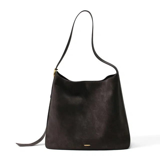 西木汀 静夜 小众设计高级感通勤简约百搭 牛皮 水桶包单肩包 大号 女款 深咖啡/暖驼棕