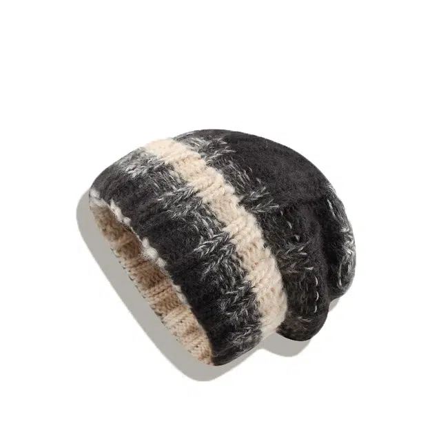 【秋冬必备~通勤百搭】 攸委 宽松大头围显脸小粗线护耳针织帽子女冬季加厚保暖 涤纶 时尚潮流毛线绒线帽堆堆帽冷帽 男女同款情侣款