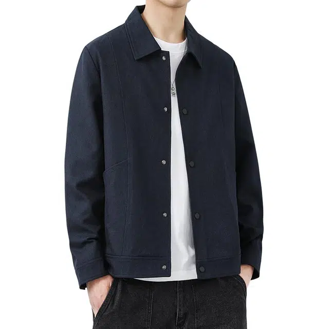 羽浅 春秋季潮牌美式休闲百搭工装外套时尚翻领开衫上衣服夹克 男款