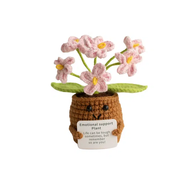 猴大使 针织花朵植物盆栽 仿真花桌面摆件 其他手工制作