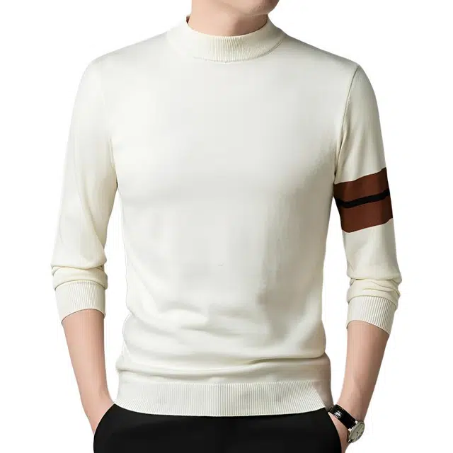 袋鼠 简约老钱风半高领休闲慵懒感柔软亲肤纯色百搭日常套头宽松长袖打底毛衫秋冬加厚户外游玩针织衫 男女同款