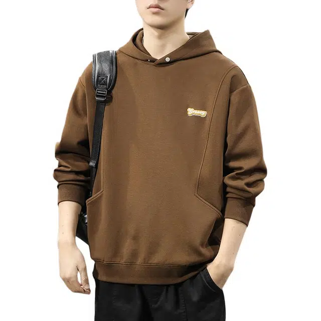 前进牛 美式经典复古潮流连帽极简风潮牌宽松上衣高级感套头休闲户外百搭运动卫衣 男款