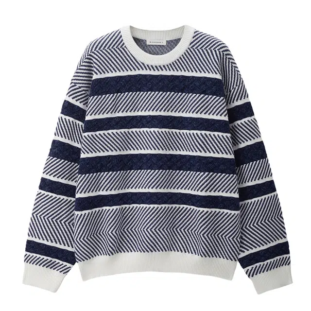 佐丹奴 撞色人字纹提花圆领毛织套头针织衫 男款