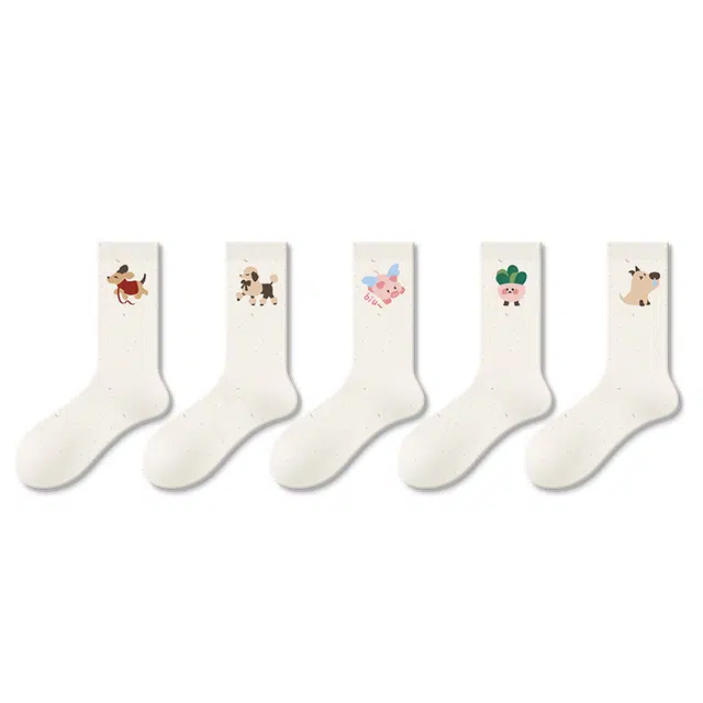 江狗 春秋可爱卡通点子纱无骨长袜长筒袜 男女同款